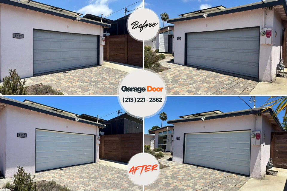 Before and after: garage door repair Rose Lodge, OR